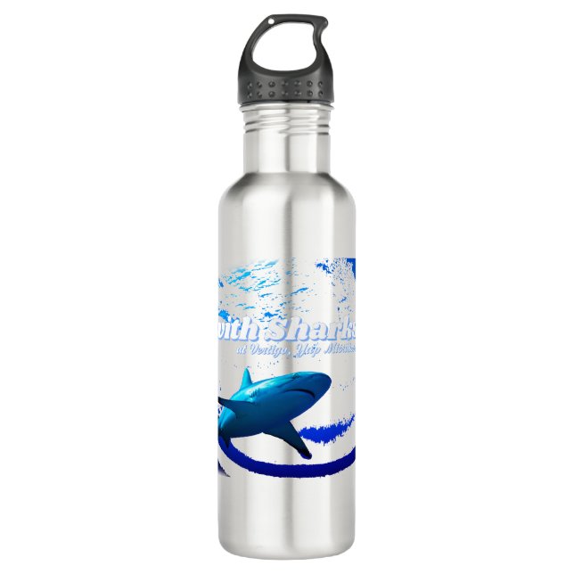 Reef Shark Silhouette Stainless Steel Water Bottle (Front)