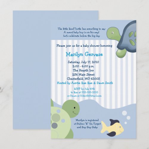 Reef Turtle (4x6) Boy Baby Shower Invitation