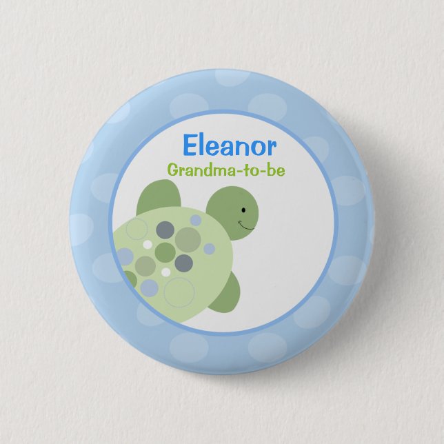REEF TURTLE NAME TAG Personalized Button (Front)