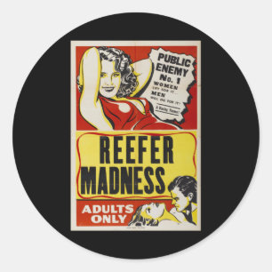Reefer madness retro vintage poster classic round sticker