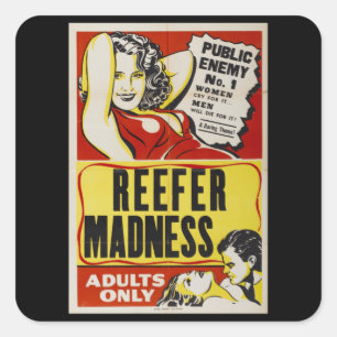 Reefer madness retro vintage poster square sticker