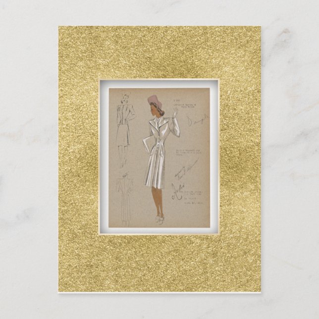 Reefer topcoat worn over 2 piece suit. 1940s postcard (Front)