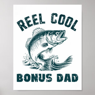 Reel Cool Bonus Dad Fishing Vintage Style Step-dad Poster