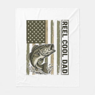 Reel Cool Dad Bass Fishing Flag Vector Design_1 Fleece Blanket