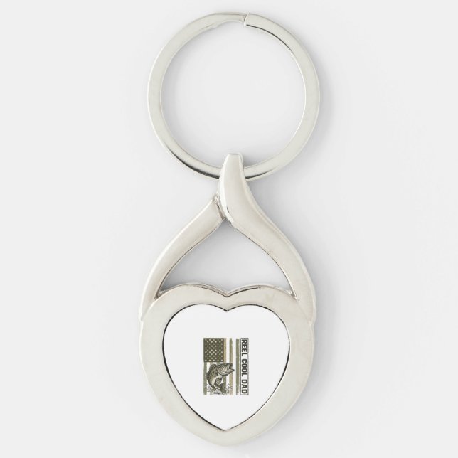 Reel Cool Dad Bass Fishing Flag Vector Design_1 Keychain (Front)