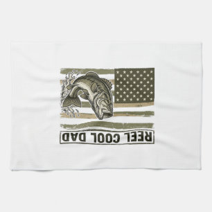 Reel Cool Dad Bass Fishing Flag Vector Design_1 Kitchen Towel