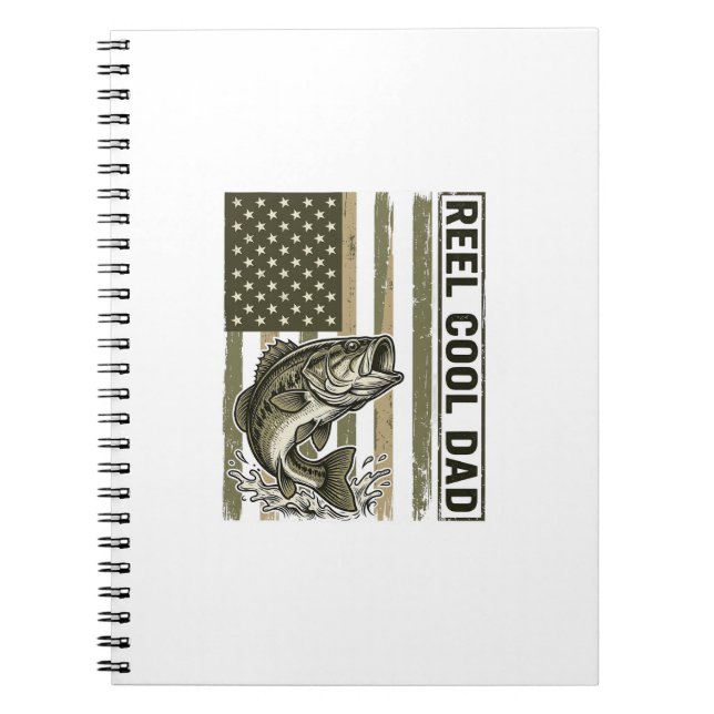 Reel Cool Dad Bass Fishing Flag Vector Design_1 Notebook (Front)