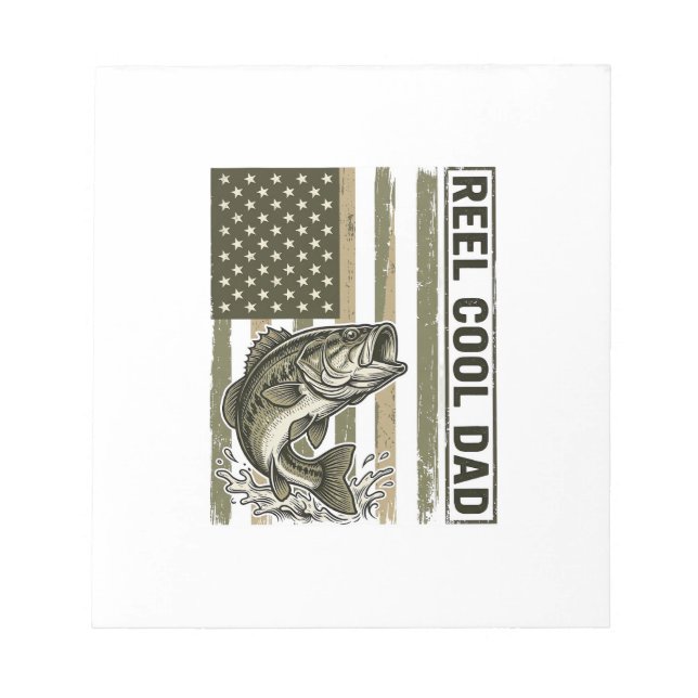 Reel Cool Dad Bass Fishing Flag Vector Design_1 Notepad (Front)