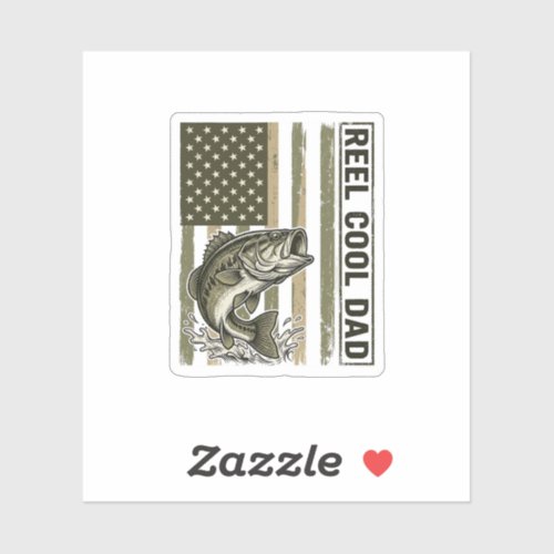 Reel Cool Dad Bass Fishing Flag Vector Design_1 Sticker