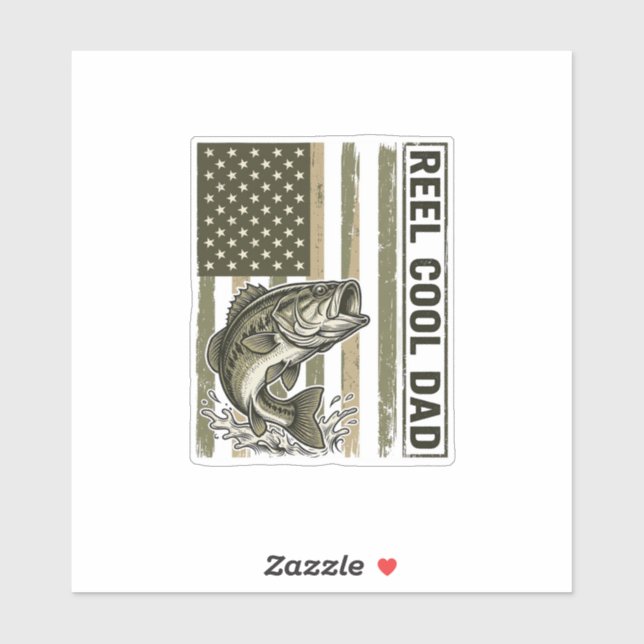 Reel Cool Dad Bass Fishing Flag Vector Design_1 Sticker (Sheet)