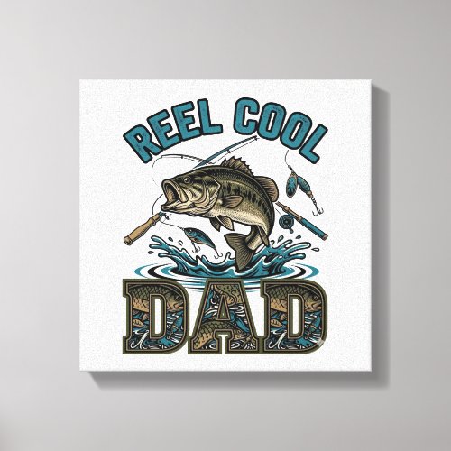 Reel Cool Dad Bass Fishing Vintage Vector Design_1 Canvas Print