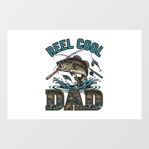 Reel Cool Dad Bass Fishing Vintage Vector Design_1 Window Cling