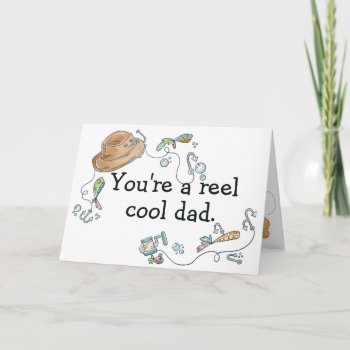 Reel Cool Dad Fathers Day Fishing Pun Card by HolidayBug at Zazzle