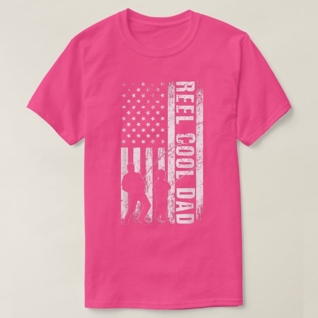 Reel Cool DAD Fish American Flag Fisherman DAD Fat T-Shirt (Design Front)