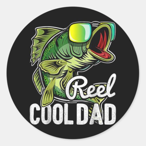 Reel Cool Dad Fisherman Daddy Fishing Fisherman Classic Round Sticker