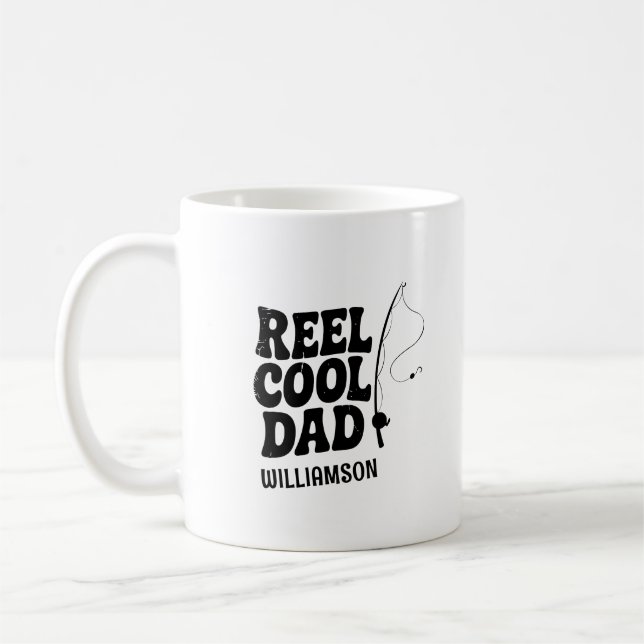 Reel Cool Dad Fishing Funny Fathers day gift Coffee Mug (Left)