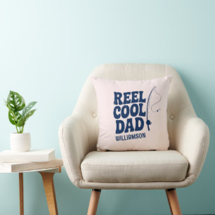 Reel Cool Dad Fishing Funny Fathers day gift Throw Pillow