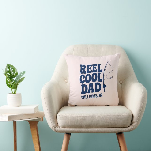 Reel Cool Dad Fishing Funny Fathers day gift Throw Pillow (Chair)