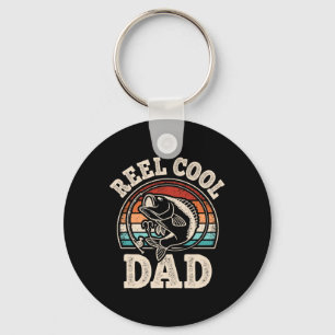 Reel Cool Dad Fishing Papa Vintage Daddy Fathers D Keychain