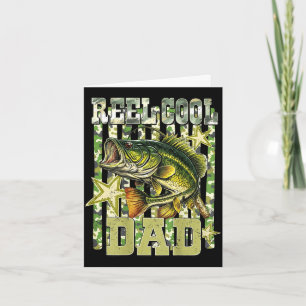 Reel cool dad funny fishing bass (on back) card