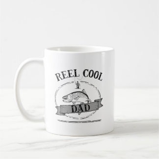 Reel Cool Dad Funny Fishing Pun Fathers Mens Coffee Mug