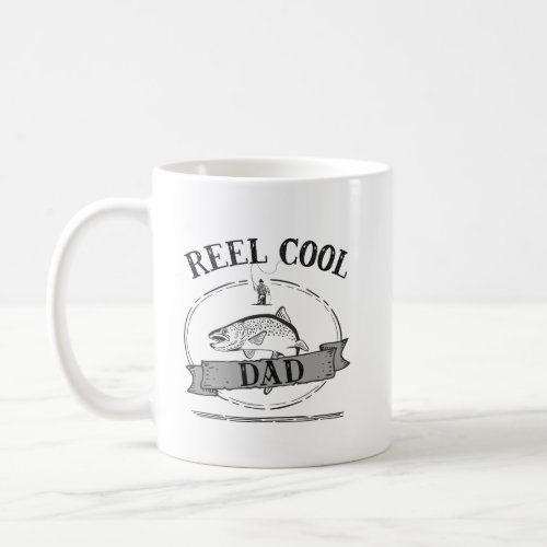 Reel Cool Dad Funny Fishing Pun Fathers Mens Coffee Mug