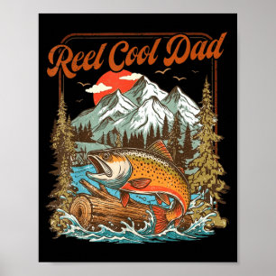 Reel cool dad vintage fishing rainbow trout poster