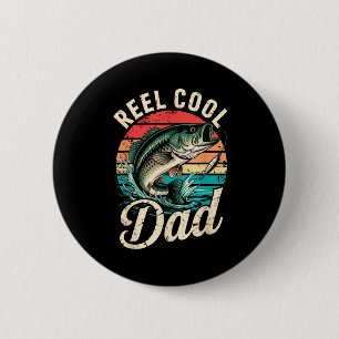 Reel Cool Dad Vintage Funny Men Fishing Matching F Button