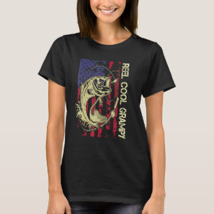 Reel Cool Grampy American Flag Fishing Fathers Day T-Shirt