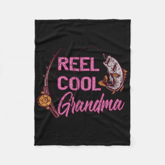 Reel Cool Grandma Woman Anglers Fishing Fleece Blanket