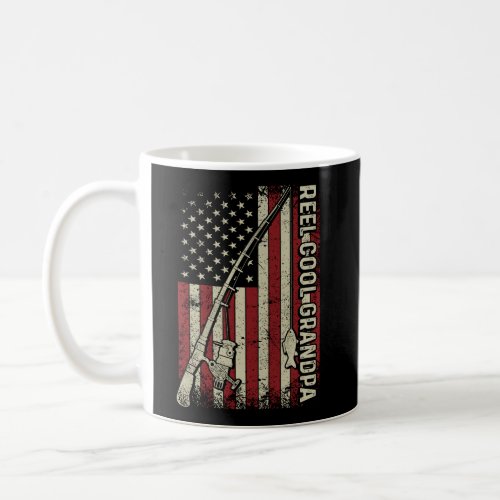Reel Cool Grandpa American Flag Fishing Christmas  Coffee Mug