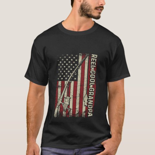 Reel Cool Grandpa American Flag Fishing Christmas  T_Shirt