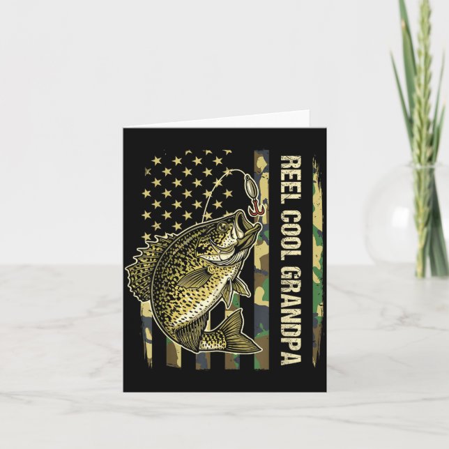 Reel Cool Grandpa Crape Fishing Camo American Flag Card (Front)