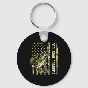 Reel Cool Grandpa Crape Fishing Camo American Flag Keychain