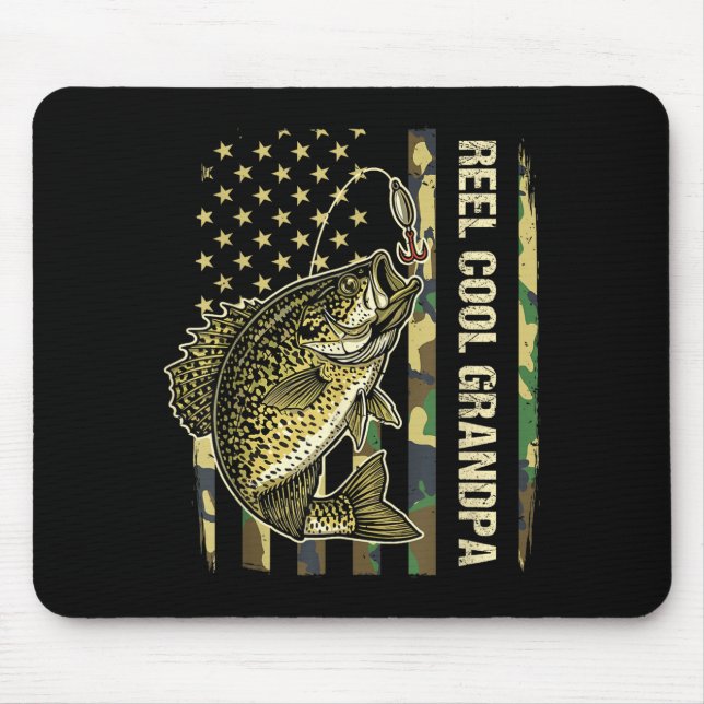 Reel Cool Grandpa Crape Fishing Camo American Flag Mouse Pad (Front)