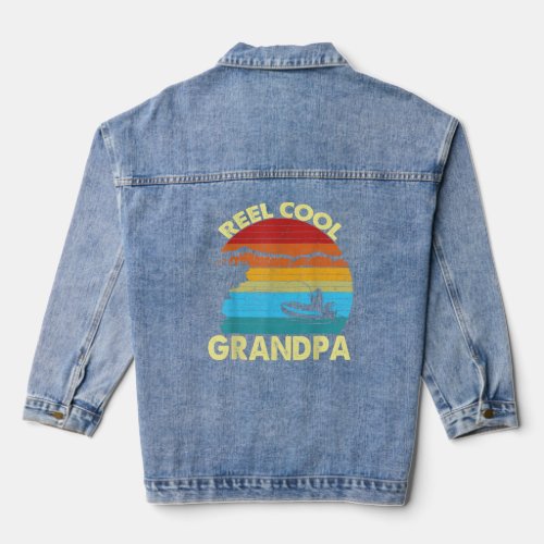 Reel Cool Grandpa Fish Fishing Fathers Day  Denim Jacket