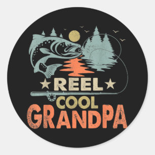 Reel Cool Grandpa Fishing Lover Vintage Father's Classic Round Sticker