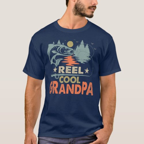 Reel Cool Grandpa Fishing Lover Vintage Fathers T_Shirt