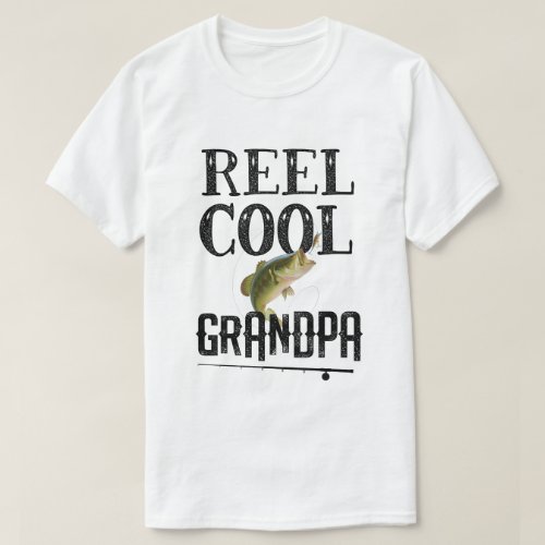 Reel Cool Grandpa Funny Fishing Pun Grandpa Mens T_Shirt