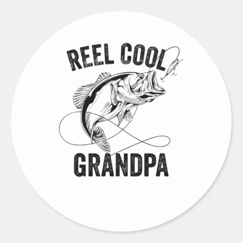 Reel Cool Grandpa Retro Fathers Day Fishing Gift Classic Round Sticker