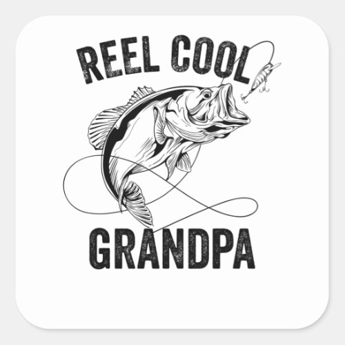 Reel Cool Grandpa Retro Fathers Day Fishing Gift Square Sticker