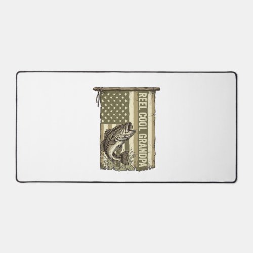 Reel Cool Grandpa Vintage Bass Fishing Shirt Desig Desk Mat