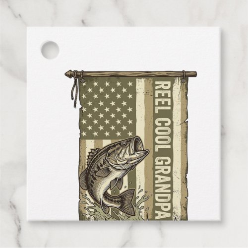 Reel Cool Grandpa Vintage Bass Fishing Shirt Desig Favor Tags
