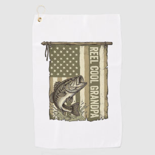 Reel Cool Grandpa Vintage Bass Fishing Shirt Desig Golf Towel