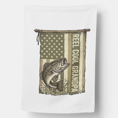 Reel Cool Grandpa Vintage Bass Fishing Shirt Desig House Flag