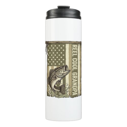Reel Cool Grandpa Vintage Bass Fishing Shirt Desig Thermal Tumbler