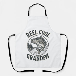 Reel Cool Grandpa Vintage Fishing Bass Shirt Desig Apron