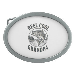 Reel Cool Grandpa Vintage Fishing Bass Shirt Desig Belt Buckle