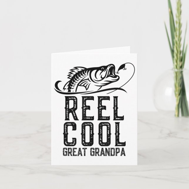 Reel Cool Great Grandpa Fishing Fisherman Funny Re Card (Front)