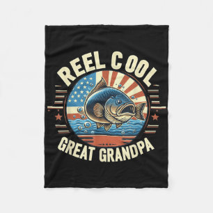 Reel Cool Great Grandpa Fishing Funny Fish Fathers Fleece Blanket